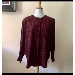 EUC Patterned Vintage VTG "LB" Shimmer Metallic Blouse Top Size 11/12